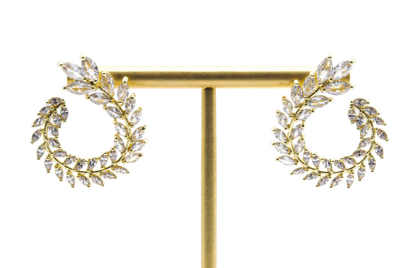 Bladformede guld øreringe