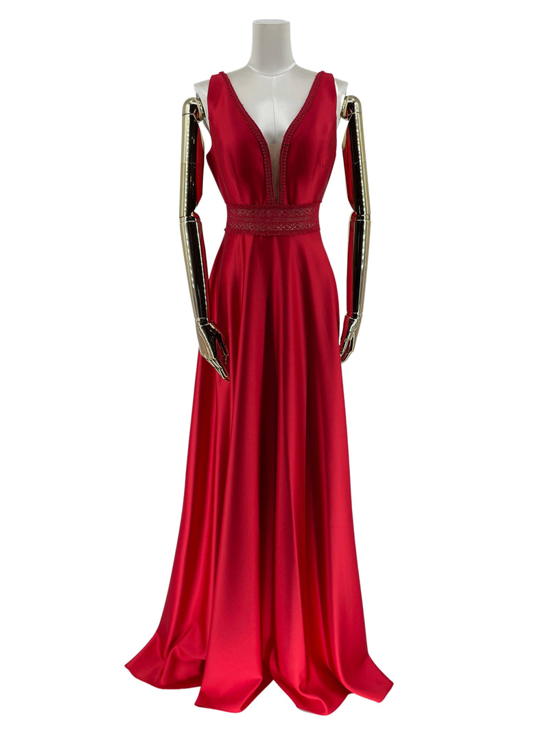 Rød Satin kjole