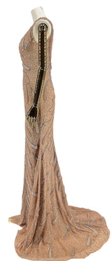 Sidevisning af Koral Rev Gallakjole fra DressDesires, der illustrerer kjolens graciøse fald og elegante linjer, perfekt til formelle begivenheder